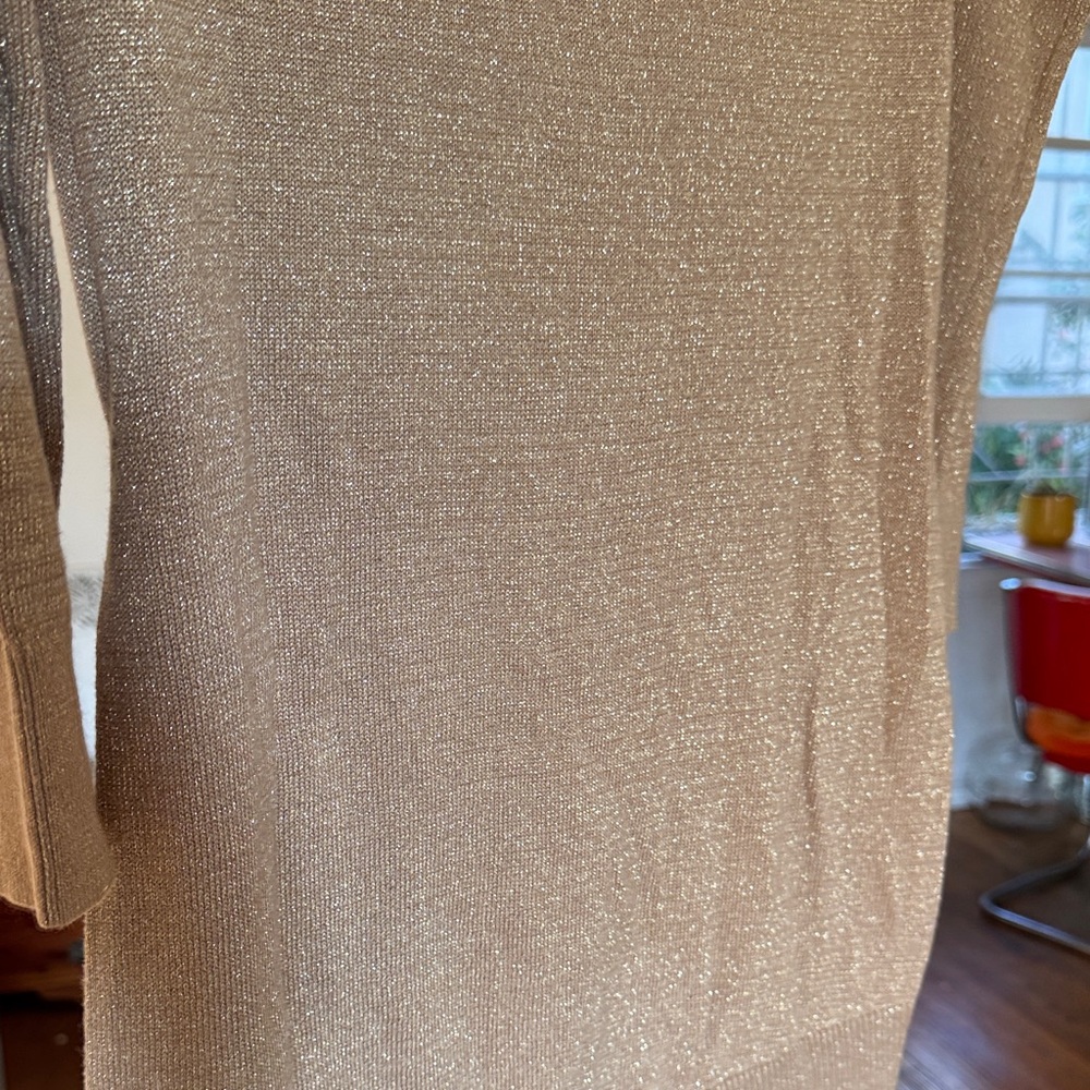 Michael Kors Women's Gold Tan Off-the-Shoulder Sweater - Picture 11 of 13